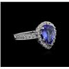 1.48 ctw Tanzanite and Diamond Ring - 14KT White Gold