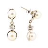 Image 2 : 0.10 ctw Diamond and Pearl Earrings - 14KT White Gold