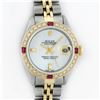 Image 1 : Rolex Ladies 2 Tone 14K MOP & Ruby Diamond Datejust Wriswatch