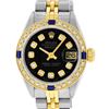 Rolex Ladies 2 Tone Black Diamond & Sapphire Datejust Wristwatch