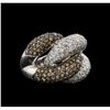 4.98 ctw Brown and White Diamond Ring - 14KT White Gold