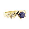 1.64 ctw Blue Sapphire And Diamond Ring - 14KT Yellow Gold