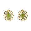 0.30 ctw Jade Earrings - 14KT Yellow Gold