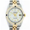 Rolex Mens 2 Tone 14K Silver & Sapphire Diamond 36MM Datejust Wriswatch