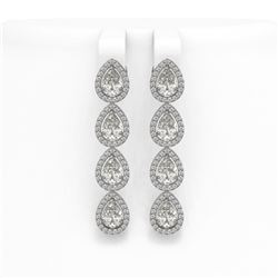 6.01 ctw Pear Cut Diamond Micro Pave Earrings 18K White Gold