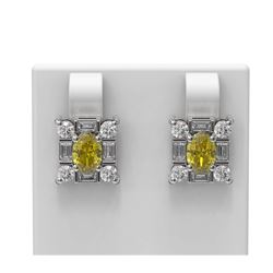 3.35 ctw Canary Citrine & Diamond Earrings 18K White Gold