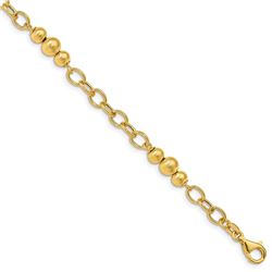 14k Yellow Gold Brushed & Polished Fancy Link Bracelet - 7 in.