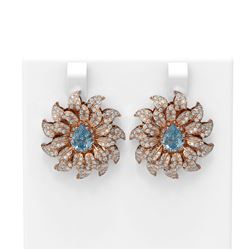 5.67 ctw Aquamarine & Diamond Earrings 18K Rose Gold