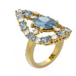 9.63 ctw Blue Topaz & Diamond Ring 18K Yellow Gold