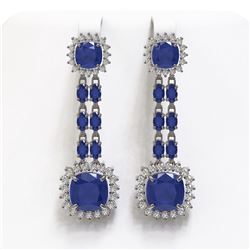 19.88 ctw Sapphire & Diamond Earrings 14K White Gold