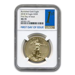 2018-W 1 oz Burnished Gold Eagle MS-70 NGC (First Day of Issue)