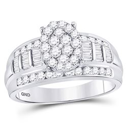 10kt White Gold Diamond Oval Cluster Bridal Wedding Engagement Ring 1.00 Cttw