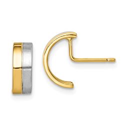 14k w/Rhodium Half Circle Post Earrings - 39 mm