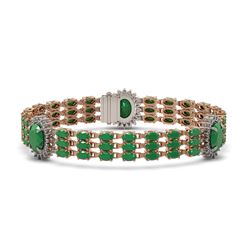 32.98 ctw Emerald & Diamond Bracelet 14K Rose Gold
