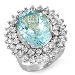 10.50 ctw Aquamarine & Diamond Ring 18k White Gold