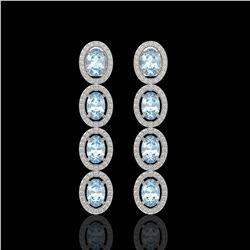 6.28 ctw Sky Topaz & Diamond Micro Pave Halo Earrings 10k White Gold