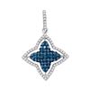 Image 1 : 10kt White Gold Round Blue Color Enhanced Diamond Star Frame Pendant 1/2 Cttw