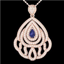 2 ctw Tanzanite & Micro Pave VS/SI Diamond Necklace 14k Rose Gold