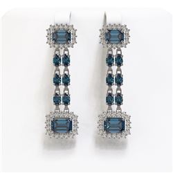 11.24 ctw London Topaz & Diamond Earrings 14K White Gold
