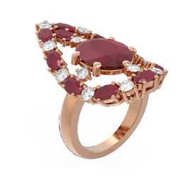 12.63 ctw Ruby & Diamond Ring 18K Rose Gold