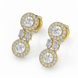 2 ctw Diamond Designer Earrings 18K Yellow Gold