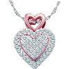 Image 1 : 10kt Two-tone Gold Round Diamond Heart Pendant 1/6 Cttw