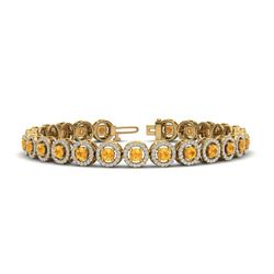 8.75 ctw Citrine & Micro Pave VS/SI Diamond Bracelet 18k Yellow Gold