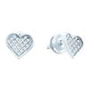 Image 1 : Sterling Silver Round Diamond Heart Cluster Earrings 1/10 Cttw