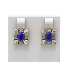3.83 ctw Sapphire & Diamond Earrings 18K Yellow Gold