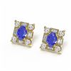 Image 3 : 3.83 ctw Sapphire & Diamond Earrings 18K Yellow Gold