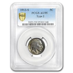 1913-S Buffalo Nickel Type-II AU-55 PCGS (Type- II)