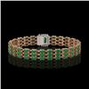 Image 3 : 28.74 ctw Emerald & Diamond Bracelet 14K Rose Gold