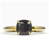 Image 1 : 3 ctw Cushion Cut Black Diamond Designer Ring 18k Yellow Gold