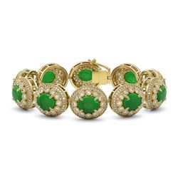 44.77 ctw Jade & Diamond Victorian Bracelet 14K Yellow Gold
