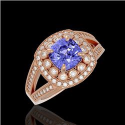 2.74 ctw Certified Tanzanite & Diamond Victorian Ring 14K Rose Gold