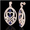 Image 2 : 7 ctw Tanzanite & Micro Pave Diamond Heart Earrings 14k Rose Gold
