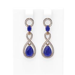 9.85 ctw Sapphire & Diamond Earrings 18K Rose Gold