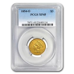 1854-O $3 Gold Princess XF-45 PCGS