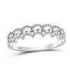 Image 1 : 10kt White Gold Round Diamond Scalloped Stackable Band Ring 1/4 Cttw