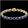 Image 2 : 37 ctw Sapphire & VS/SI Diamond Micro Pave Bracelet 14k Yellow Gold