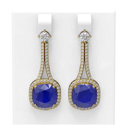 12.28 ctw Sapphire & Diamond Earrings 18K Yellow Gold