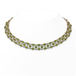 56.93 ctw Tourmaline & Diamond Necklace 10K Rose Gold
