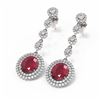 Image 3 : 18.83 ctw Ruby & Diamond Earrings 18K White Gold