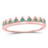 Image 1 : 10kt Rose Gold Round Emerald Chevron Stackable Band Ring 1/10 Cttw