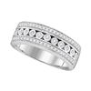 Image 1 : 10kt White Gold Round Diamond Triple Row Channel Band Ring 1/3 Cttw