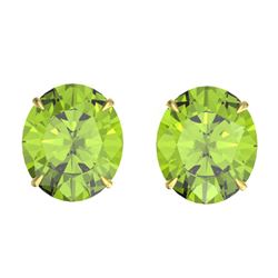 18 ctw Peridot Designer Solitaire Stud Earrings 18k Yellow Gold