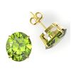 Image 2 : 18 ctw Peridot Designer Solitaire Stud Earrings 18k Yellow Gold