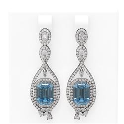 12.74 ctw Aquamarine & Diamond Earrings 18K White Gold