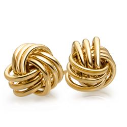 14k Gold Polished Triple Knot Post Earrings