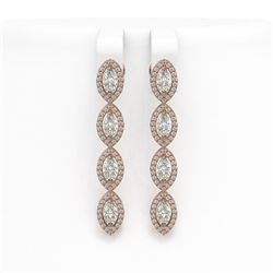 3.84 ctw Marquise Cut Diamond Micro Pave Earrings 18K Rose Gold